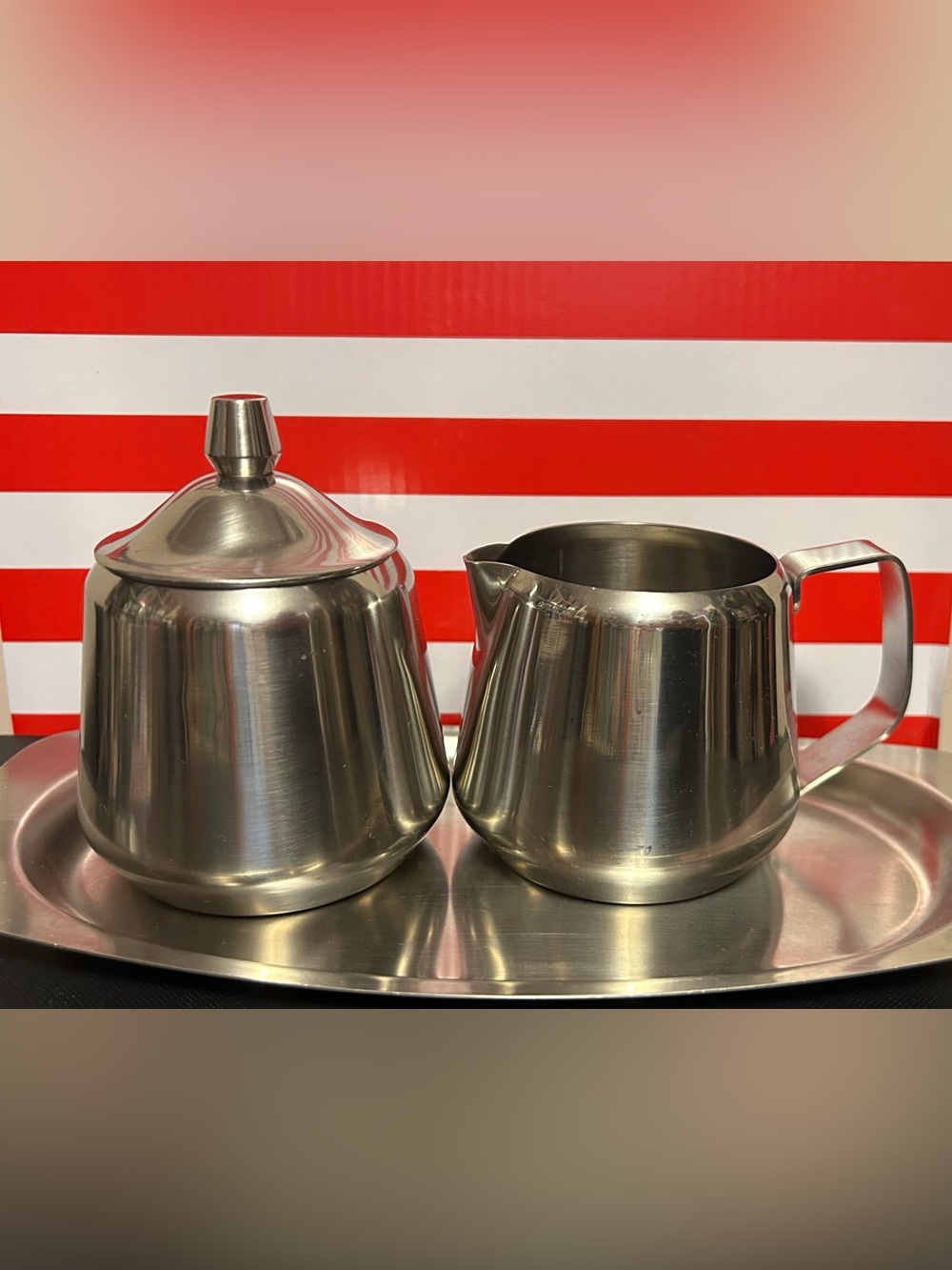Vintage Stainless Steel Cream and Sugar Set
